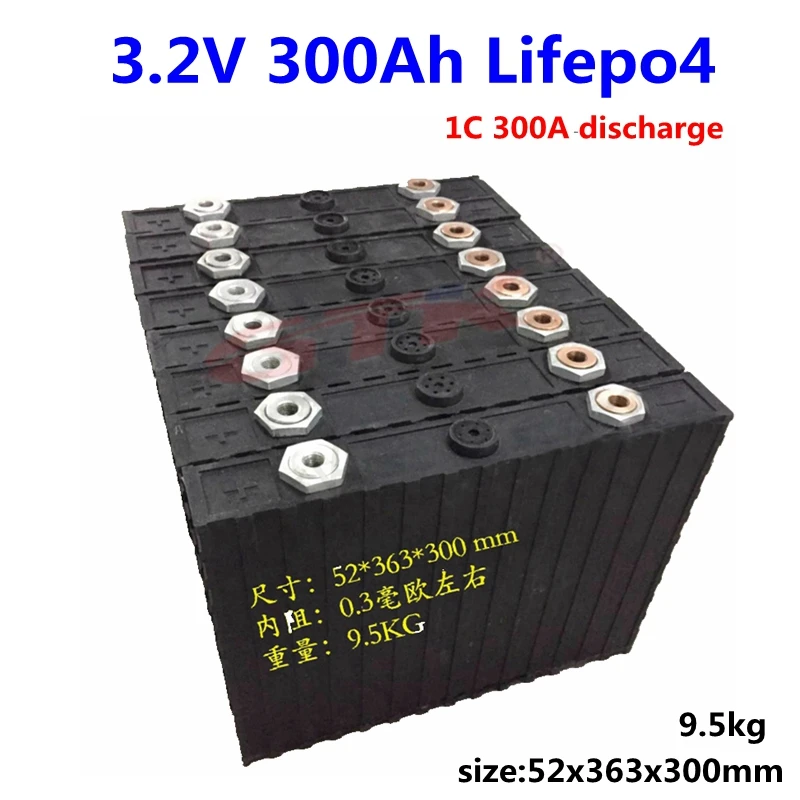 4 шт lifepo4 ячейка 3,2 v 300ah Высокая емкость lifepo4 литиевая батарея для электромобиля автомобильный инвертор для лодки хранение солнечной энергии