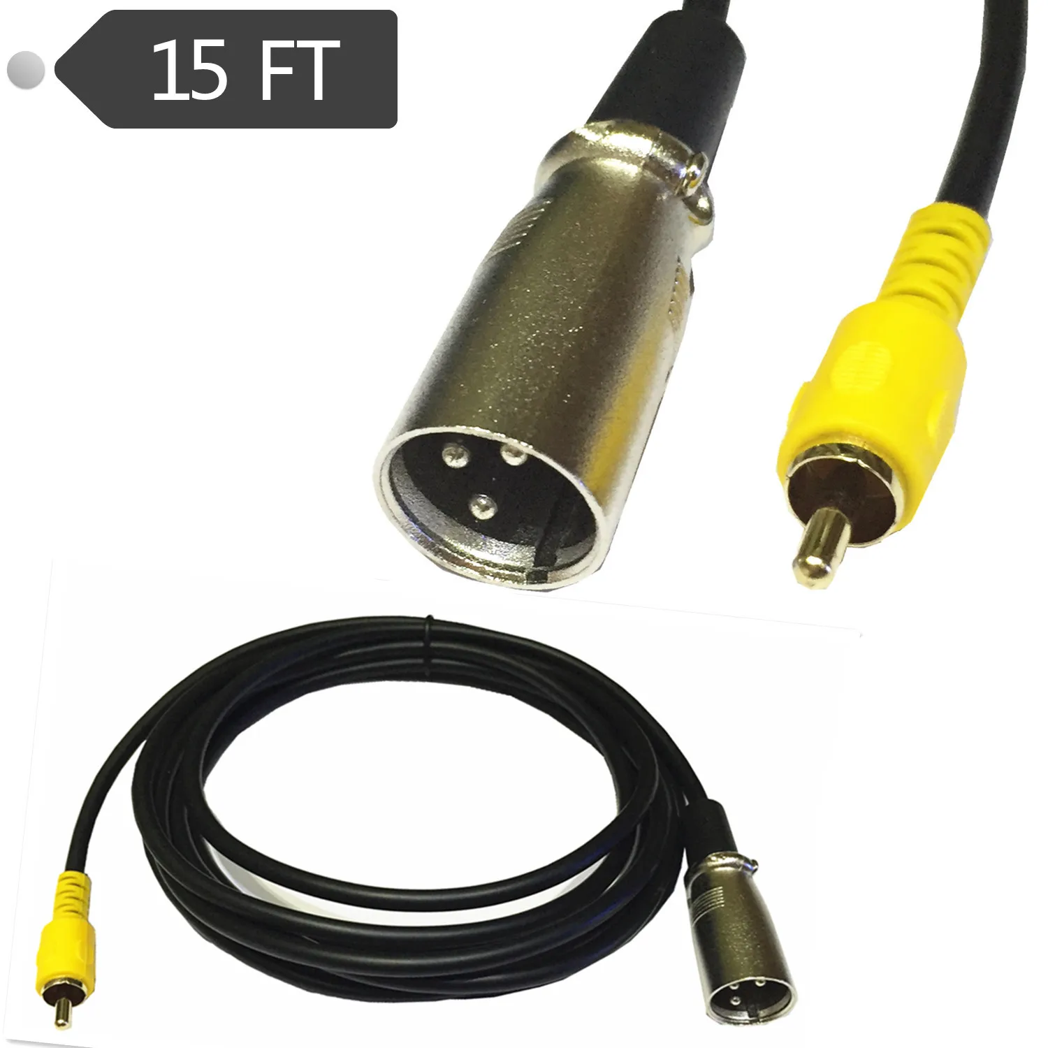 3Pin XLR папа к одиночному phono RCA коаксиальный экранированный кабель позолоченный 15