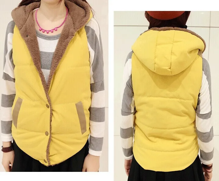 Универсальный утепленный флисовый жилет с капюшоном стеганая куртка женский