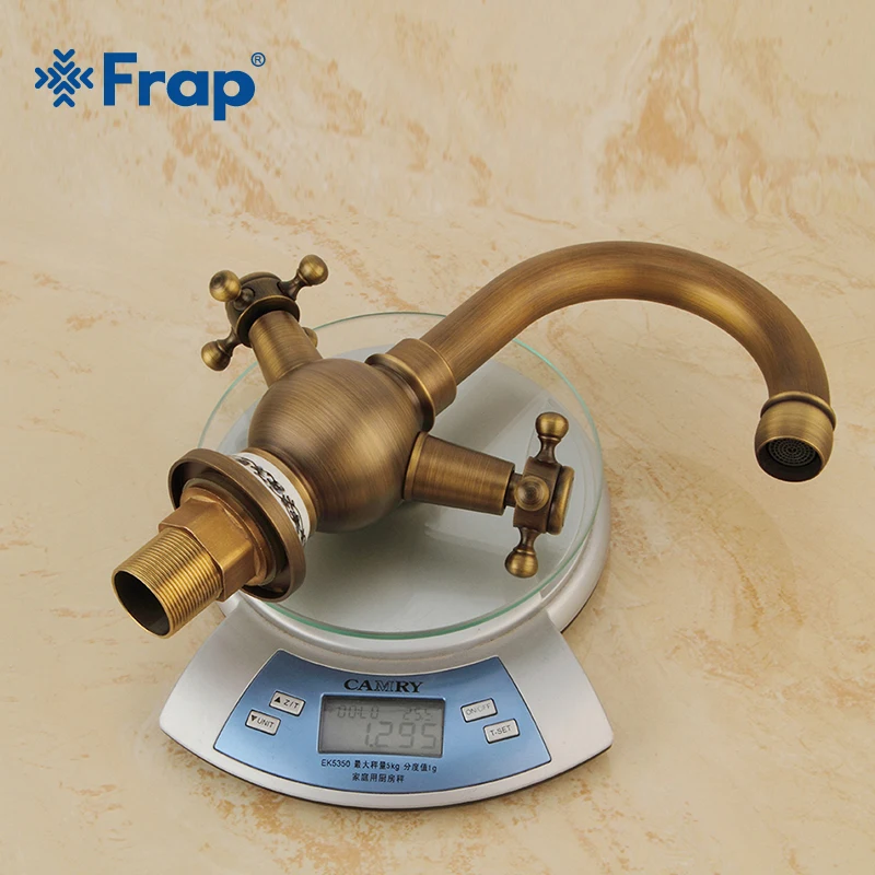 Frap античный латунный Смеситель для раковины в винтажном стиле с двойной ручкой