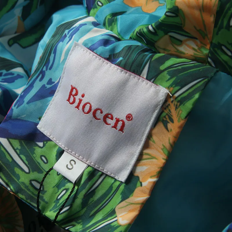 Biocen 2018 зимнее пальто для женщин новая парка с принтом повседневное хлопковое