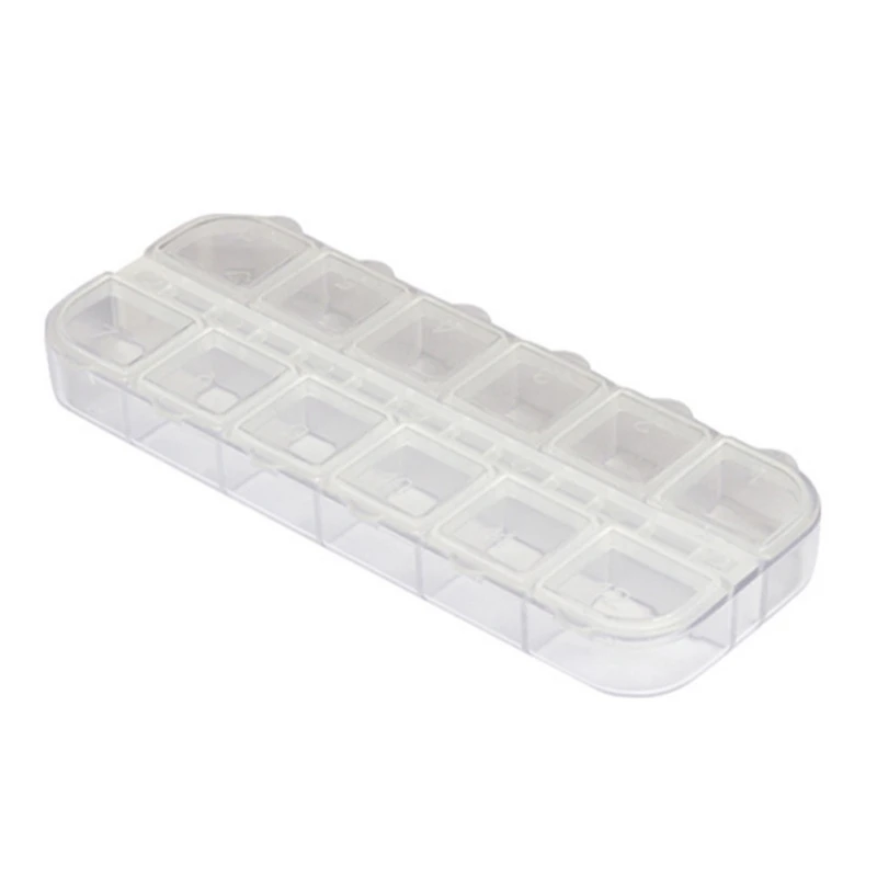 12 Grids Nail Art Box Empty Divided Case Tips Rhinestone Beads Gems Storage Clear Plastic | Дом и сад