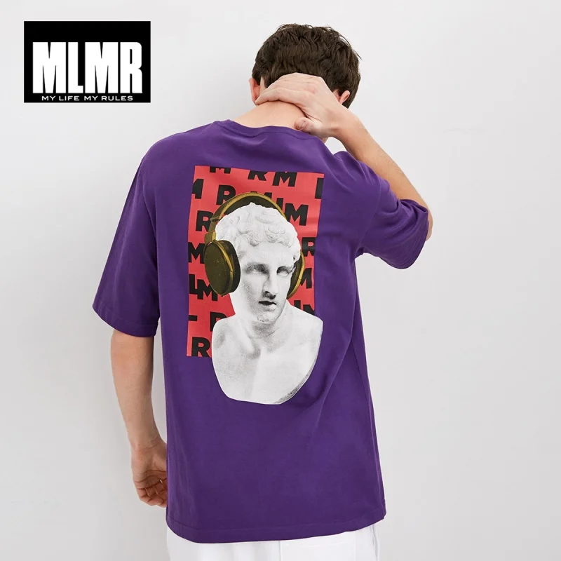 MLMR Мужская футболка из 100% хлопка с принтом свободного кроя мужская одежда