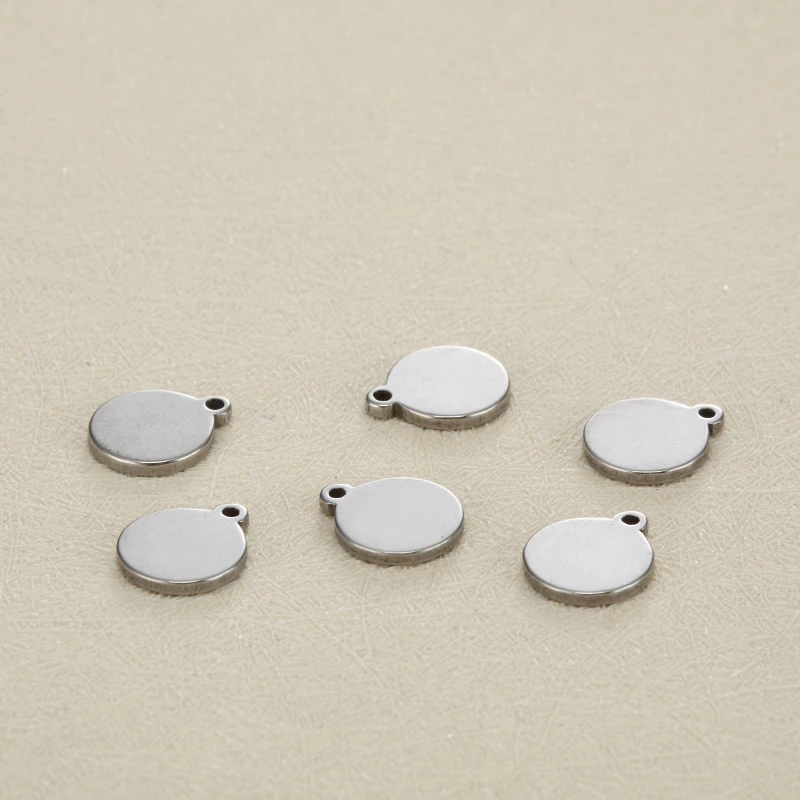 100 шт./лот лазерная гравировка на заказ из нержавеющей стали Charm 8mm круглая бирка