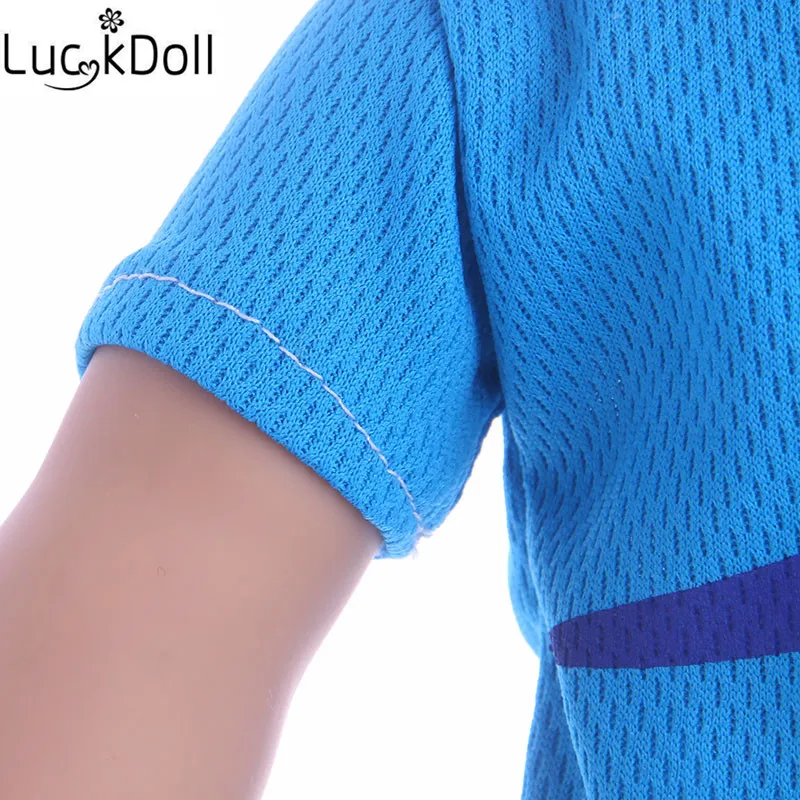 LUCKDOLL модный новый ярко синий футбольный костюм 18 дюймов Logan Doll одежда аксессуары