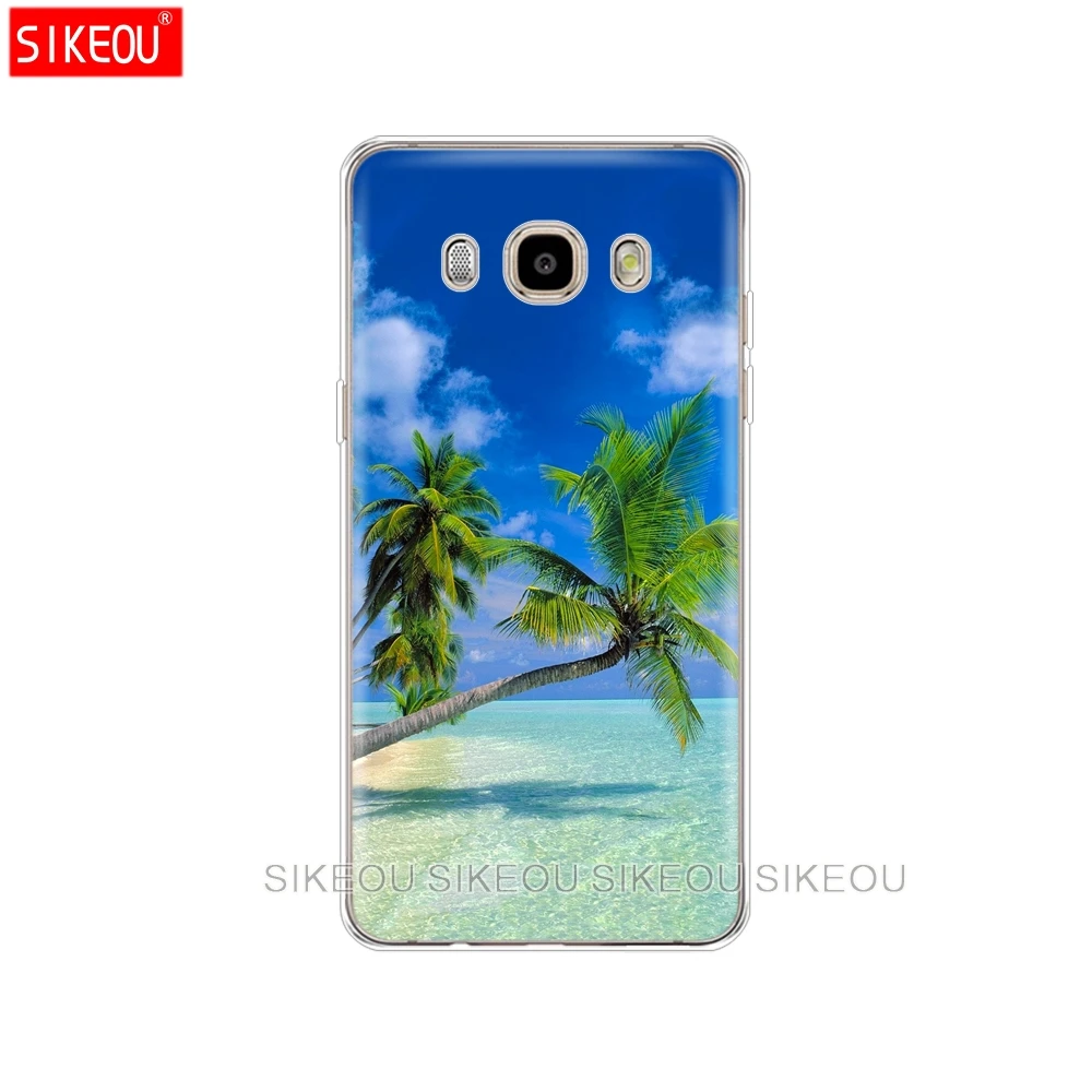 silicone cover phone case for Samsung Galaxy J1 J2 J3 J5 J7 MINI 2016 2015 prime summer Beach Scene at Sunset on sea Palm Tree | Мобильные