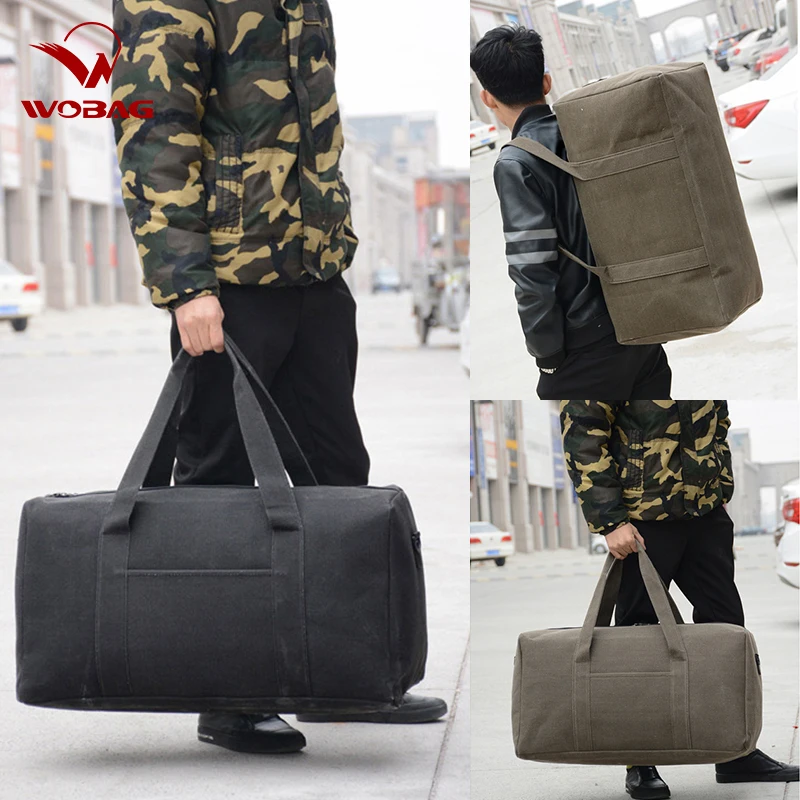 Wobag Men Travel Bags Hand Luggage Casual Travel Duffle Bag Women Big Sports Gym Bag Canvas Weekend Ocernight Bag