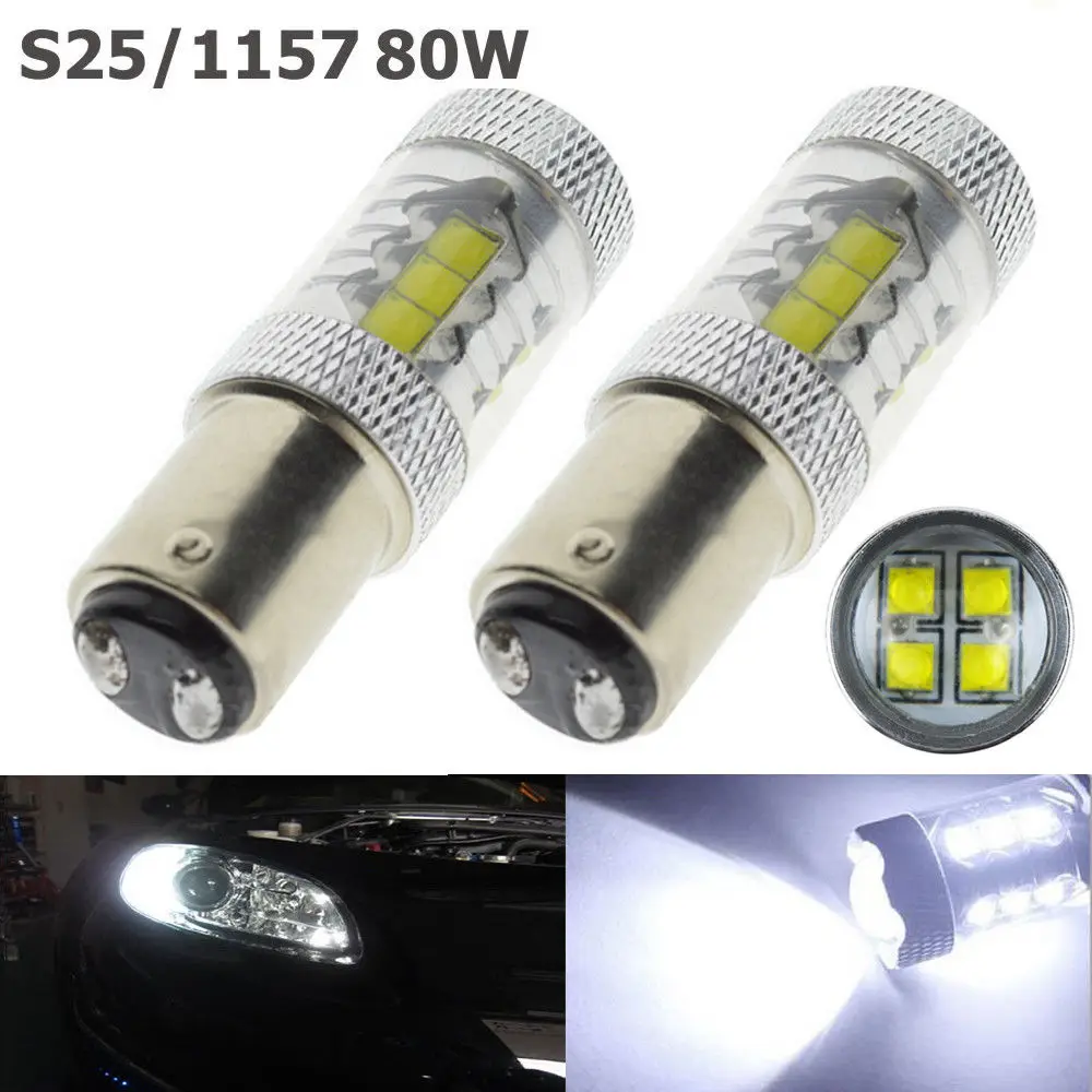 Par Lampada 1157 BAY15D 80 Вт 16 светодиодов чипы Cree бесплатная доставка/Dlr Renegade Branco (12 24 В