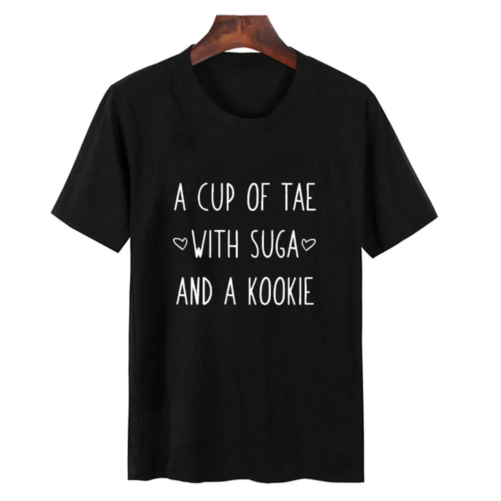Женская футболка с чашкой чая Tae Suga Kookie Повседневная графическим рисунком