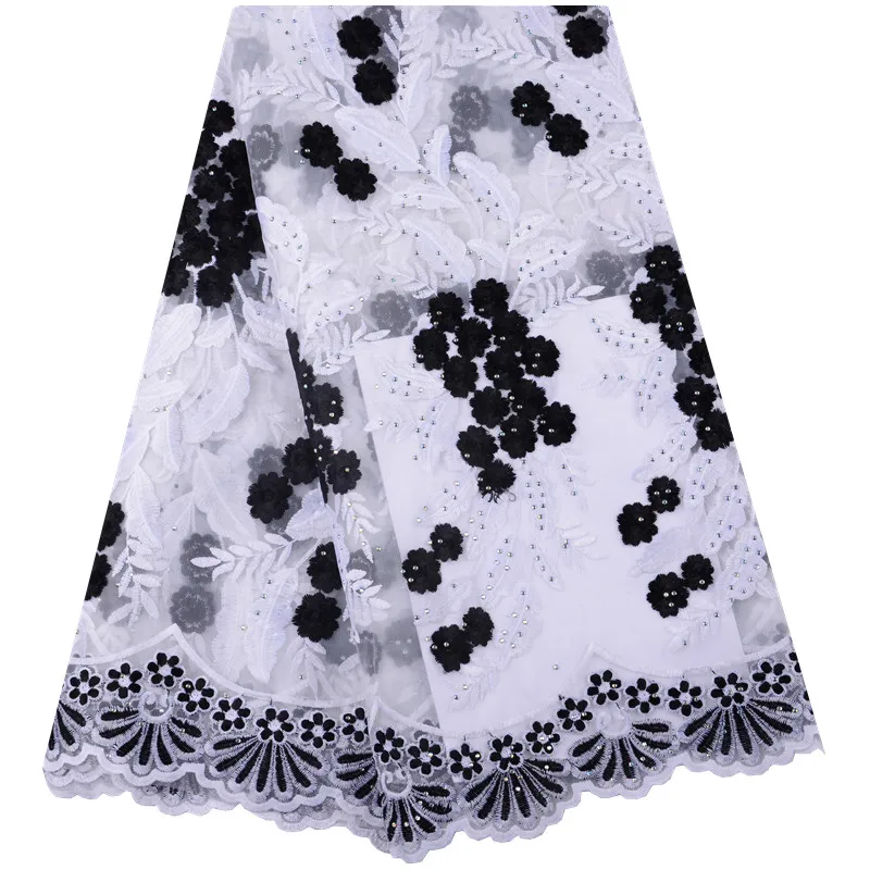 

Черное Африканское Тюлевое кружево 2019 высококачественное белое молочное Шелковое кружево Нигерия французская сетчатая кружевная ткань дл...