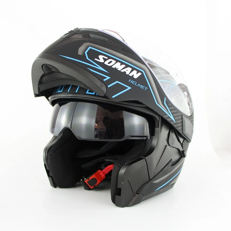 

5 Colors Dot Double Sun Visor Flip Up Helmet Motorcycle Helmets Motorbike Capacete Moto Casco Motocross SOMAN 955