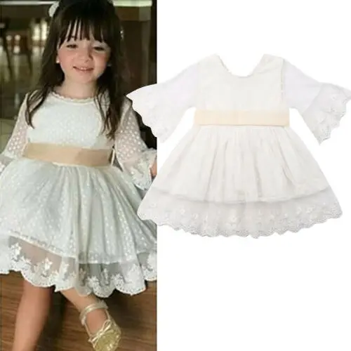 Baby Girls White Lace Dress Dresses Christening Bridesmaid Flower Girl | Детская одежда и обувь