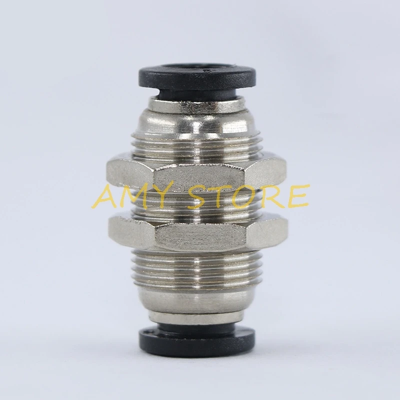 

1Pc Black PM-4 6 8 10 12MM Pneumatic Bulkhead Straight Push In Quick Fitting Connector Union