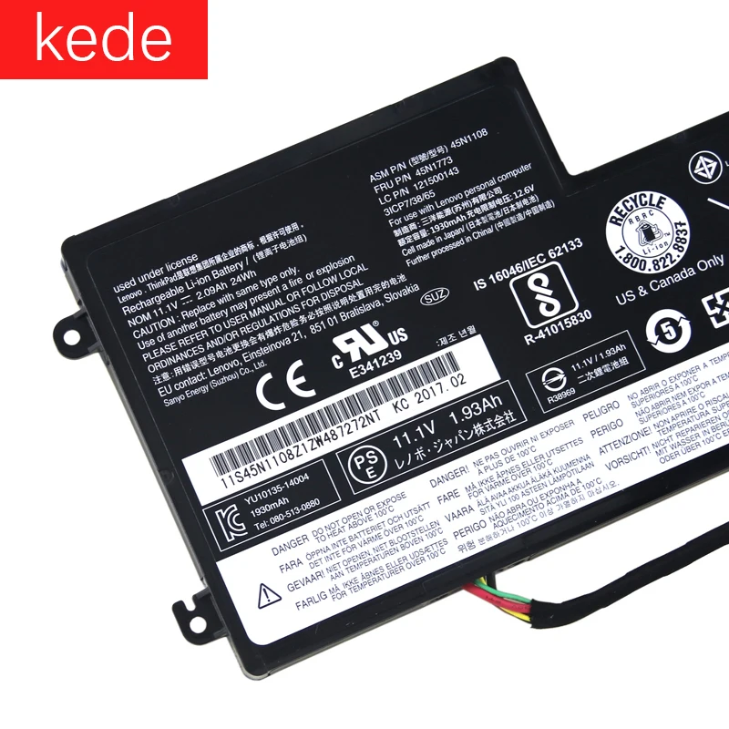 Kede аккумуляторная батареядля ноутбука lenovo ThinkPad T440 T440S T450 T450S X240 X250 X260 X270 45N1108 11,1 V 24WH демонтажа инструмент