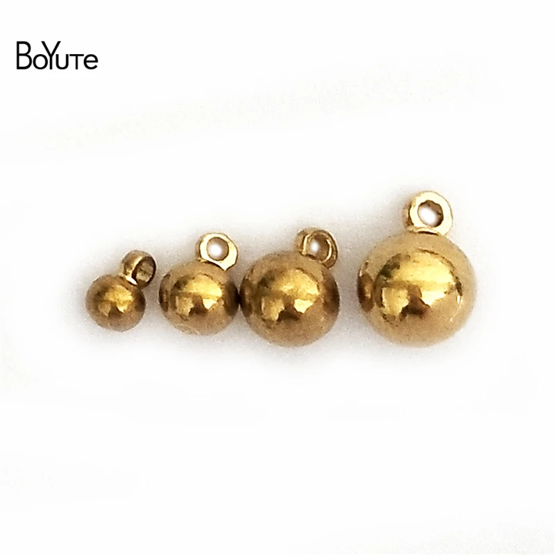 BoYuTe (100 шт./лот) 3 мм 4 5 6 твердые латунные шарики подвесные бусины с петлей