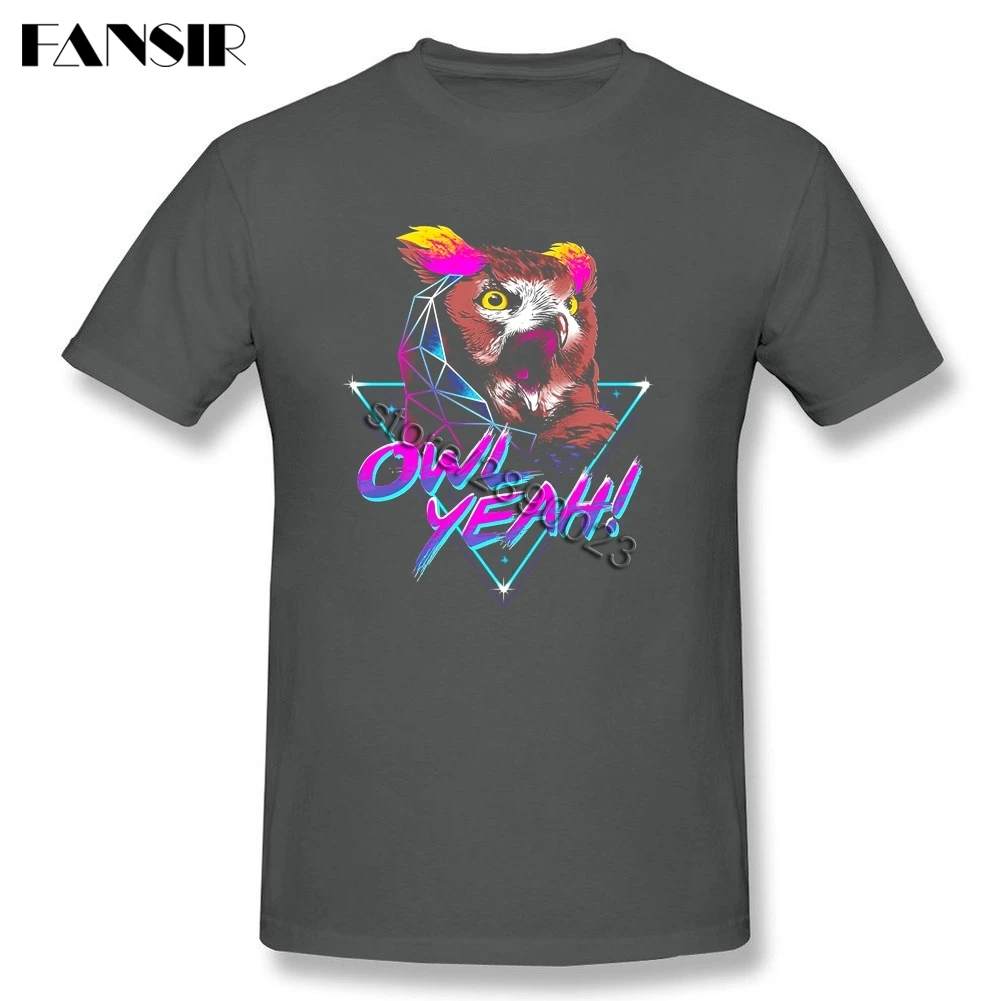 Vaporwave Owl Aesthetic Short Sleeved T-shirt Adult Leisure Tee Shirt Pure Cotton Crew Neck Men's For Team | Мужская одежда