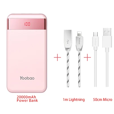 Yoobao 20000 мАч портативное зарядное устройство с двойным USB ЖК-дисплеем для iPhone samsung huawei Xiaomi Google внешний аккумулятор - Цвет: PK-Lightning-Micro