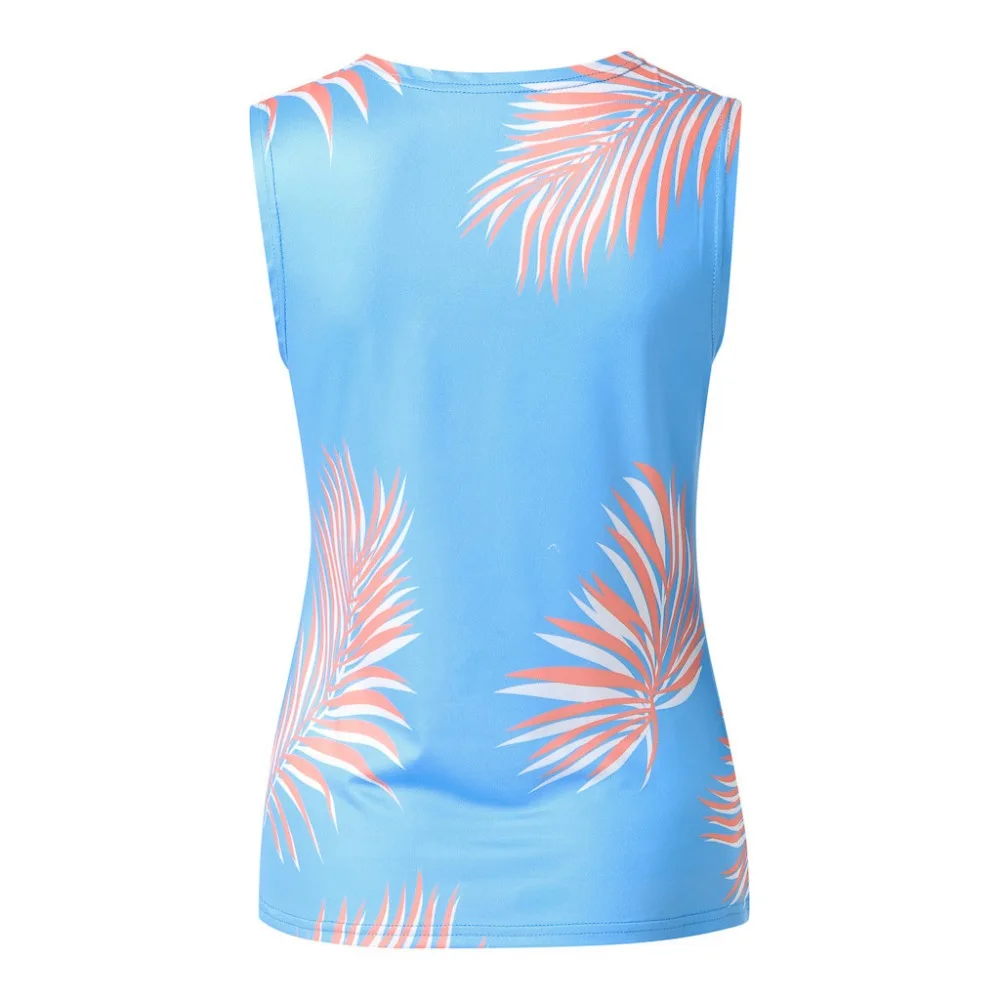 Женская футболка в полоску с принтом листьев Пляжная накидка без рукавов