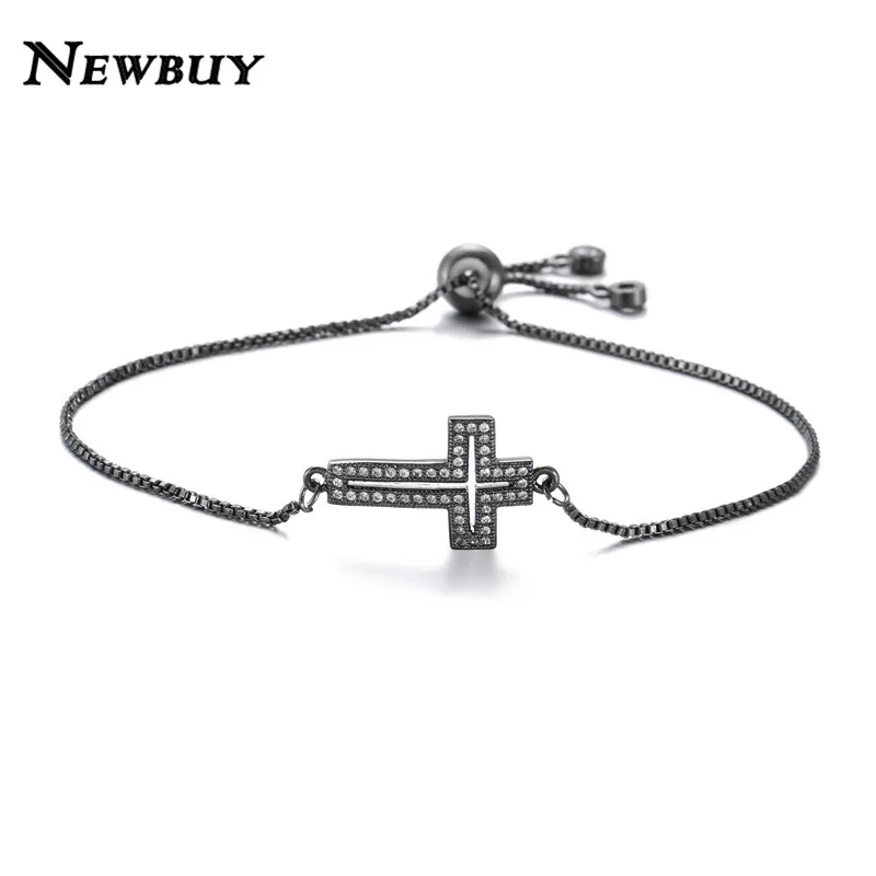 NEWBUY классические AAA + кубические циркониевые браслеты с крестообразной подвеской