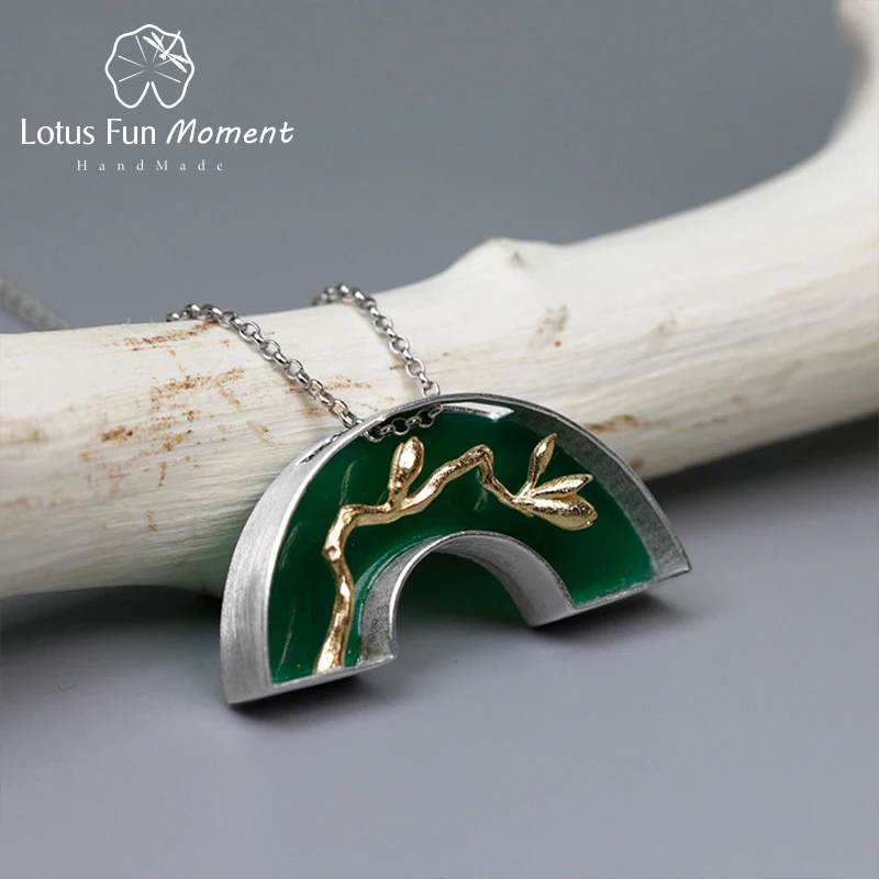 

Lotus весело момент реального 925 пробы серебро Модные украшения классический Восточный элемент Arch Bridge Дизайн педант без Цепочки и ожерелья