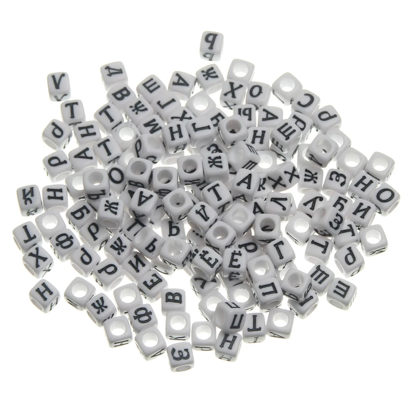 

DIY 6mm 500Pcs Random White Color Acrylic Alphabet Beads Russia"A-Z" Letter Beads For Jewelry Making DIY Letter Beads Spacer