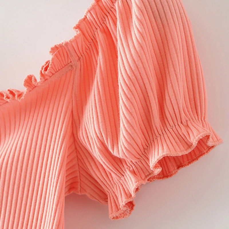 Винтажный летний топ с квадратной горловиной и пышными рукавами рюшами женский в