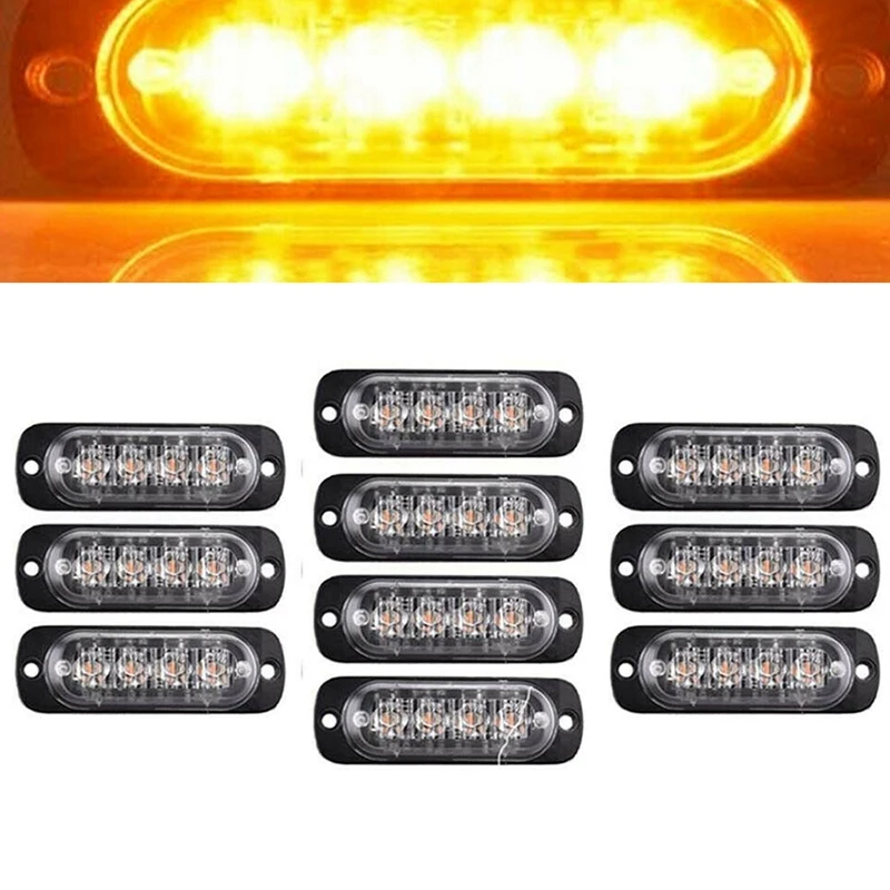 10 шт. Янтарный Желтый автомобиль грузовик 4 Led аварийная Предупреждение стробоскоп светильник комплект бар