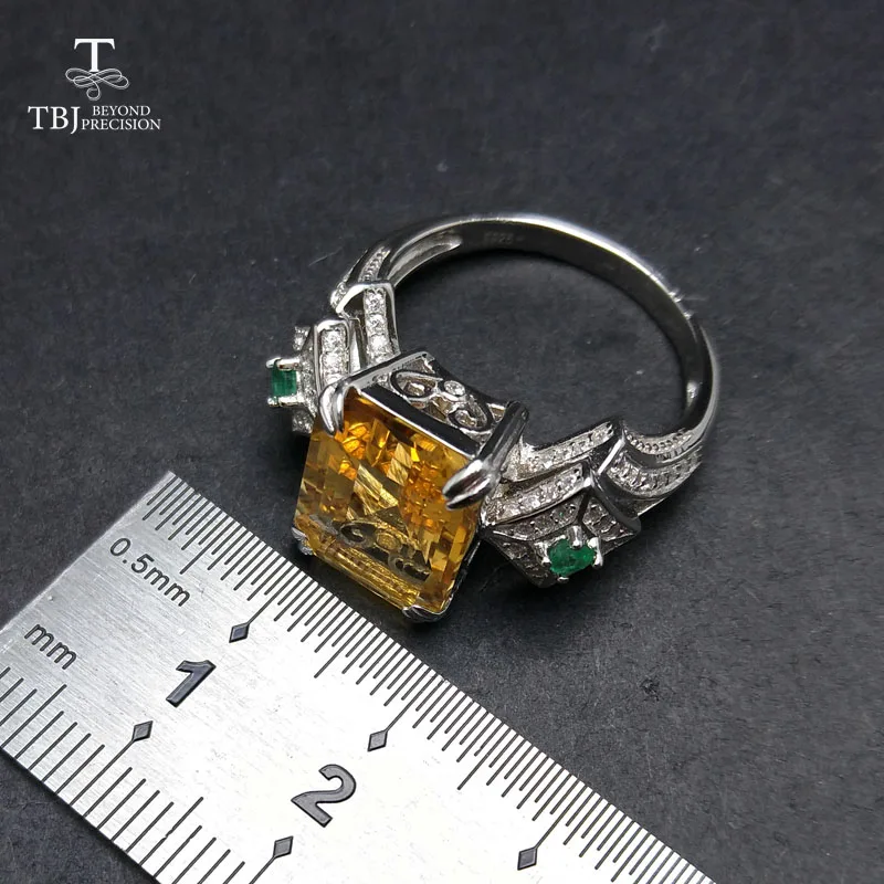 TBJ последний Роскошный натуральный Бразилия цитрин большое кольцо с драгоценным