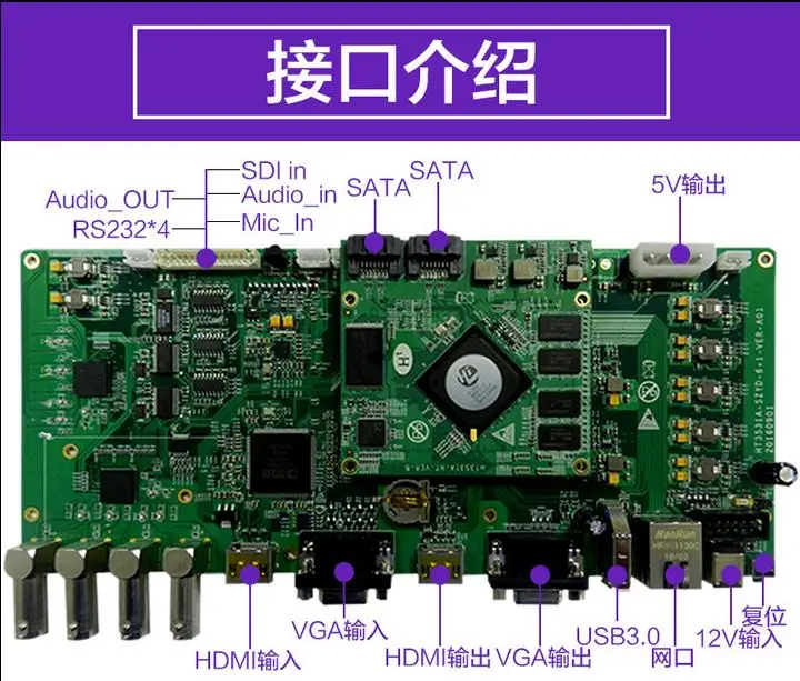 Для Haisi Hi3531A макетная плата основная гигабитный сетевой порт 1080P H.264 HDMI VGA SDI |