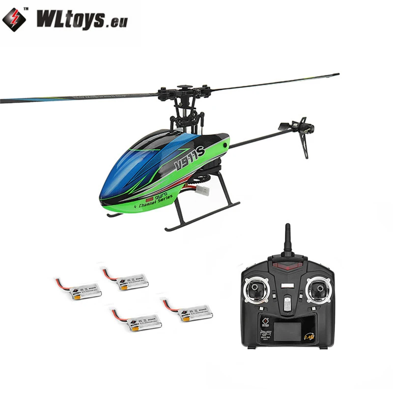 WLtoys V911S 245 мм 2,4G 4CH 6-Aixs Flybarless RC вертолет RTF 80-100 м расстояние полета и 4 шт. 3,7 в 250 мАч Lipo батарея детская игрушка