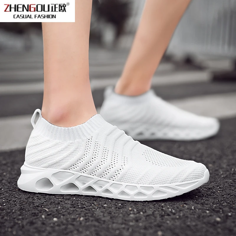 Zhengou Man Light по большим размерам Flyknit захватывающий от уличной обуви без шнуровки