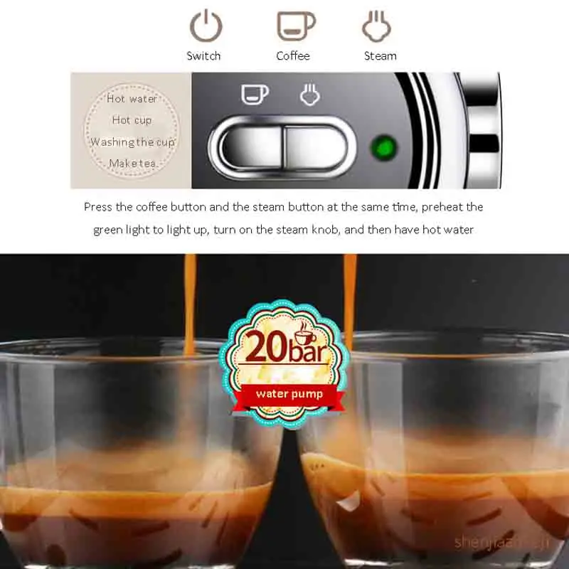 220V semi automatic espresso machine 20bar Italian coffee Full Temperature Control pump pressure for shops or home 1000W | Бытовая
