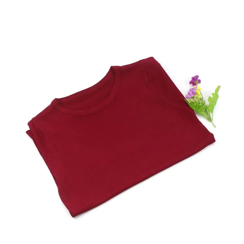 wine red ONLYSVTER Летняя трикотажная женская футболка, высокая эластичность, круглый вырез, короткий рукав, футболка, дышащая женская футболка - Цвет: wine red