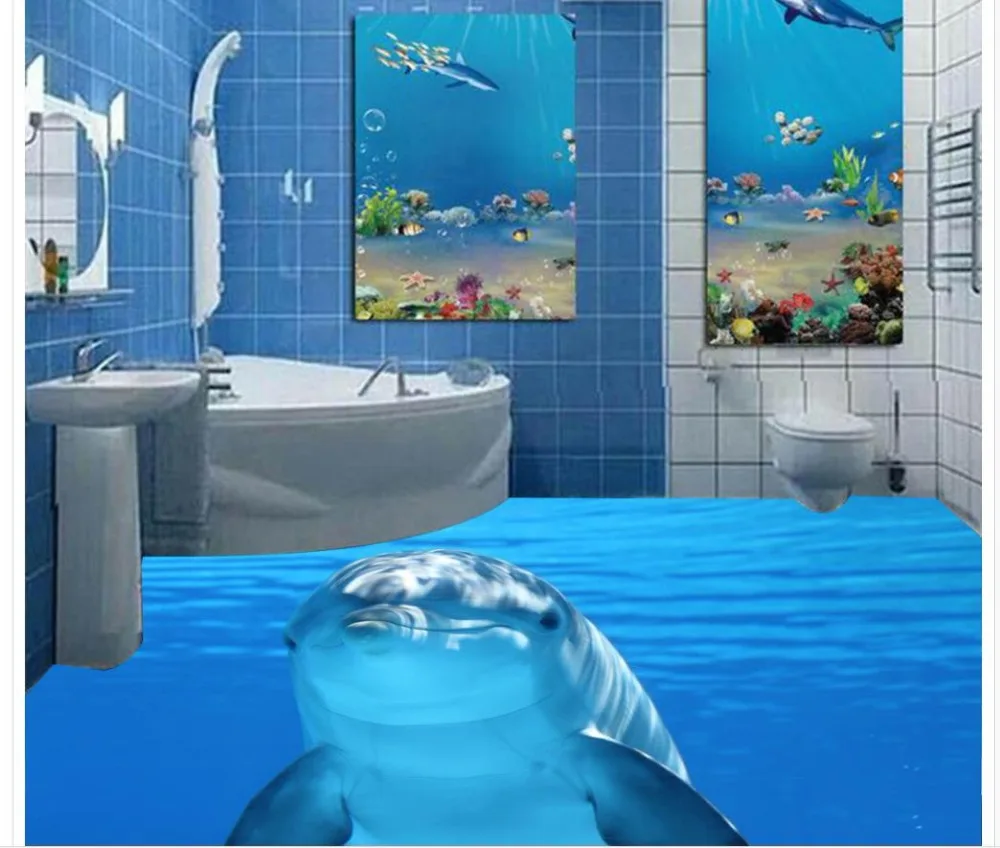 Пользовательские фото пола 3D обои современное искусство Дельфин океанская вода