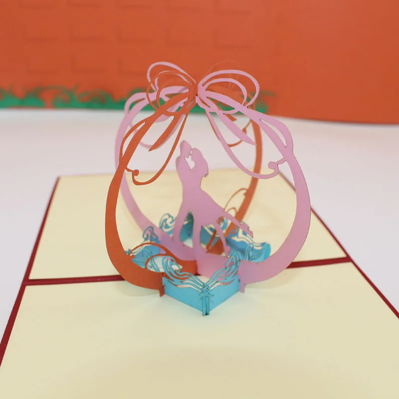 (10 шт./лот) 3D всплывающие лазерные вырезы для любителей танцев свадебные
