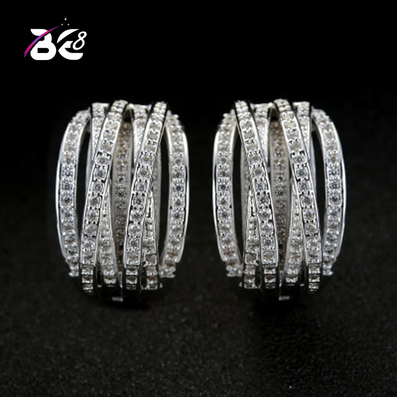 

Be 8 Luxury Design Clear AAA Cubic Zircon Clip Earrings For Women Fashion Jewelry Statement Bijoux Femme E645