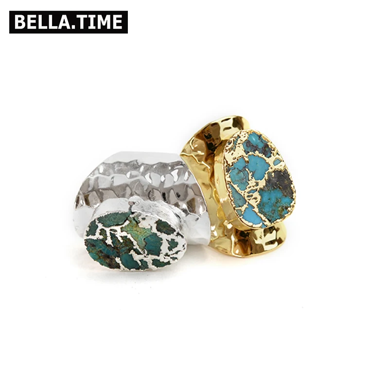 BELLA. TIME натуральный камень золотые серебряные кольца для женщин регулируемые