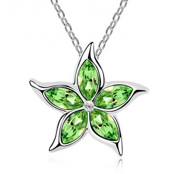 Wholesale starfish white zircon chain Austrian CRYSTAL pendant necklace Jewelry free shipping 10 colors available |