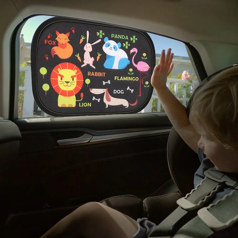 Пара автомобильных солнцезащитных теней на боковое окно с рисунком