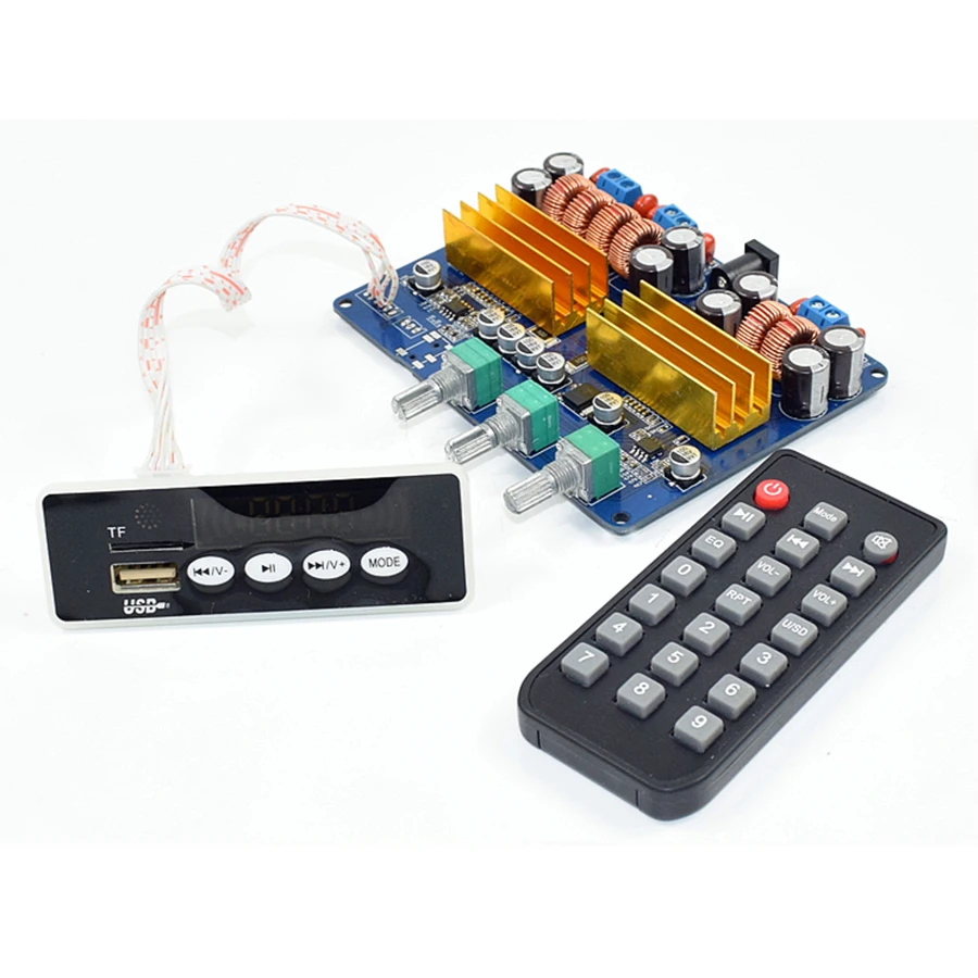Высокомощная TPA3116 2 1 усилитель звука Bluetooth плата TF карта USB FM AUX