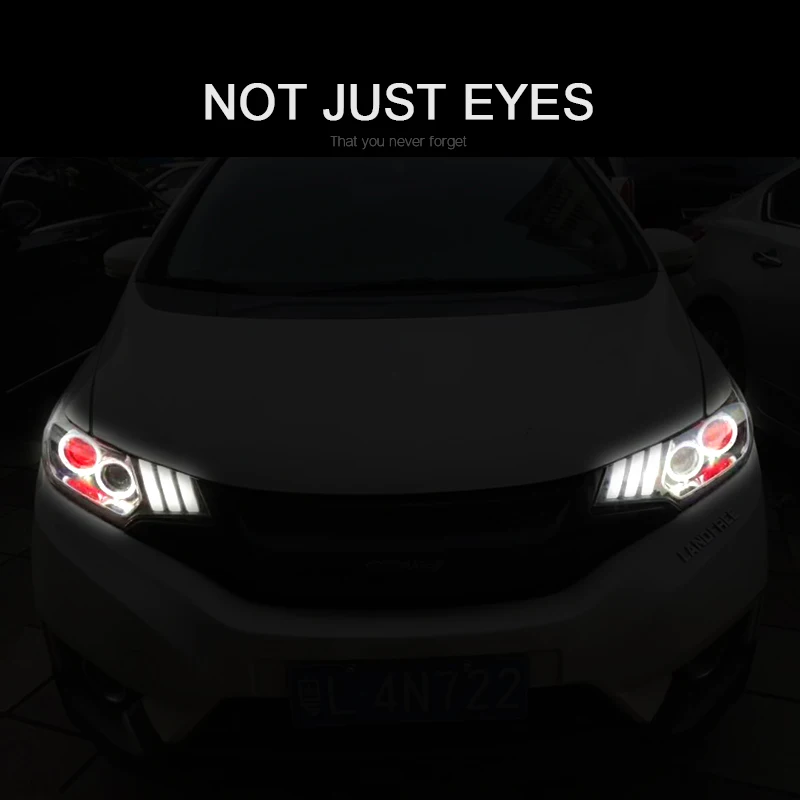 CNSUNNYLIGHT для Honda Fit/JAZZ- Автомобильные фары в сборе Чехол W/светодиодный Demon Eyes DRL указатели поворота прожекторные линзы