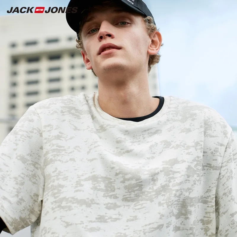 JackJones Мужская камуфляжная футболка из 100% хлопка C | 219101541 одежда