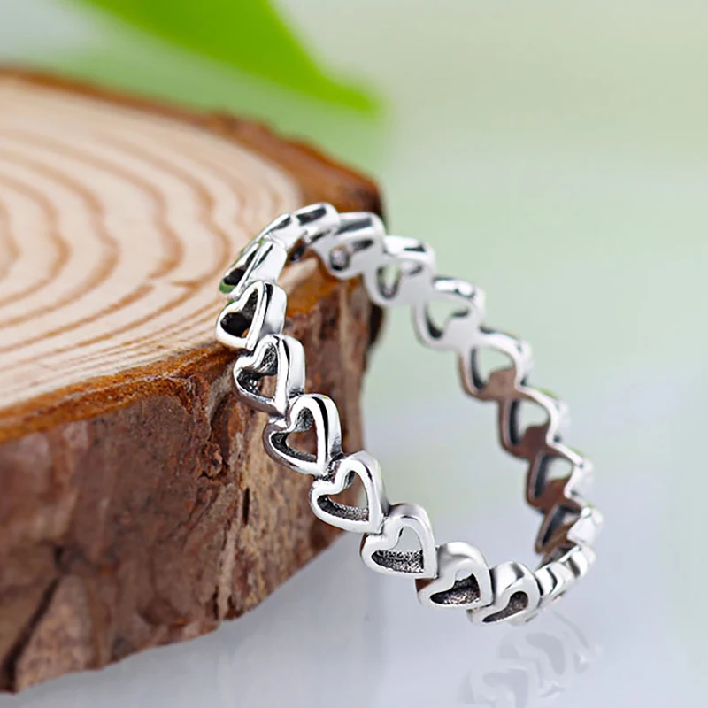 Кольцо для женщин подлинный покрытое серебром любовь навсегда сердце бренд - Фото №1