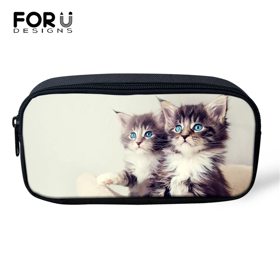 Косметички FORUDESIGNS с милыми кошками дамские дорожные сумки для макияжа маленькие