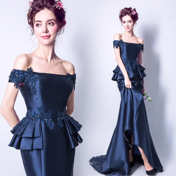 

2020 New Arrival Elegant Sexy Boat Neck Satin Celebrity Dress 17