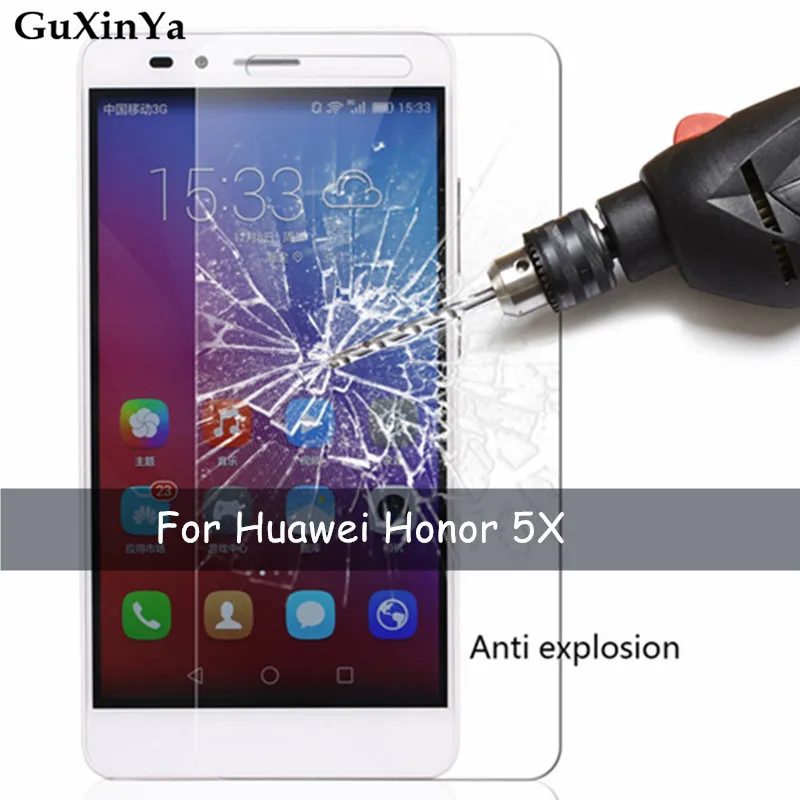 Закаленное стекло для Honor 5x 2 шт. Защита экрана Huawei 2.5D с защитой от царапин пленка