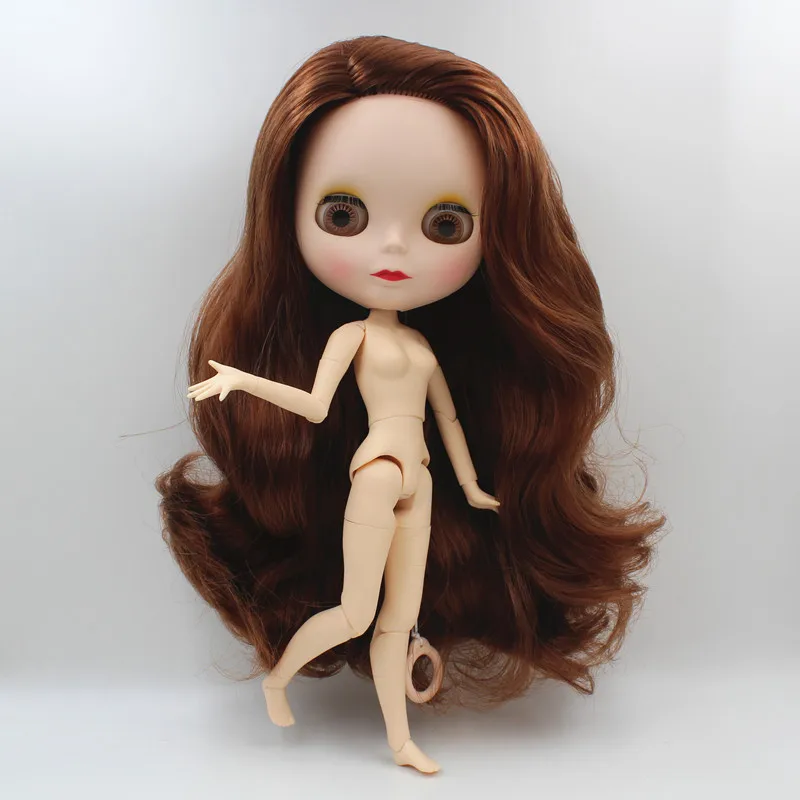 Blygirl кукла Blyth темно-коричневые волнистые волосы новая 19 суставов матовое лицевое