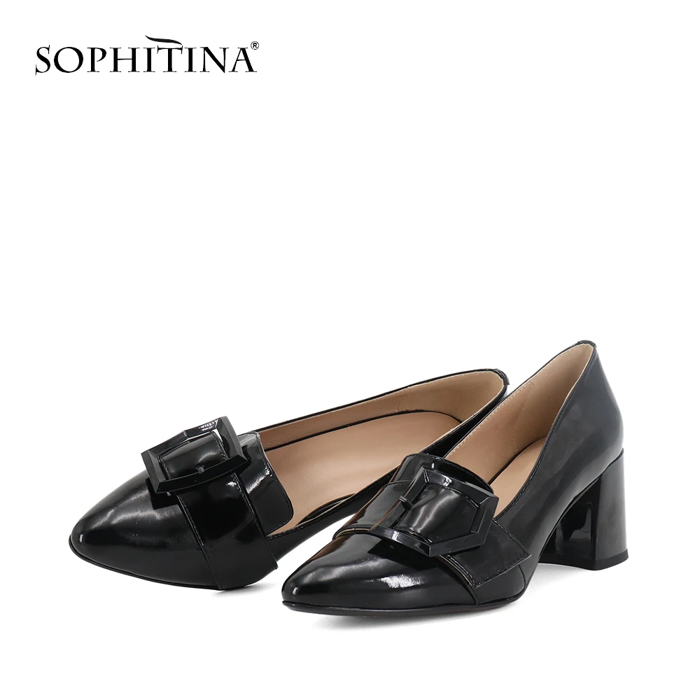 SOPHITINA/Новинка 2019 года Всесезонные женские туфли с квадратной пряжкой на среднем