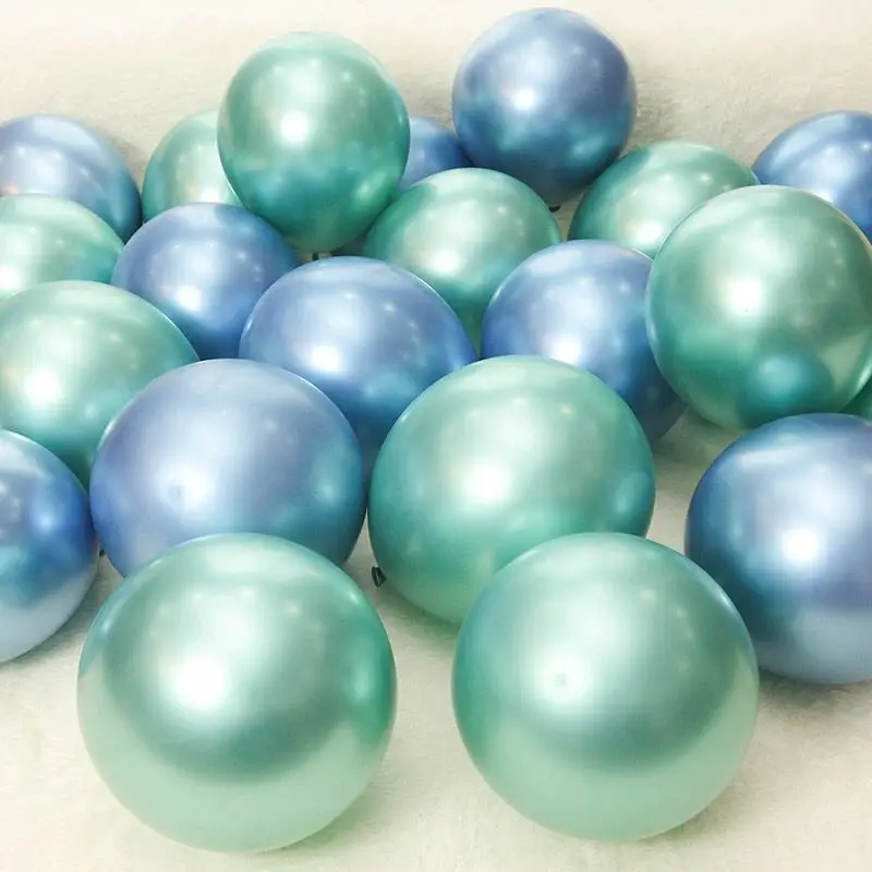 Sky blue Green 100 шт., хромированные латексные воздушные шары для свадьбы вечеринки, Декор, Globos Metalicos, толстый жемчужный металлический латексный гелиевый баллон, товары для дня рождения - Цвет: Sky blue Green