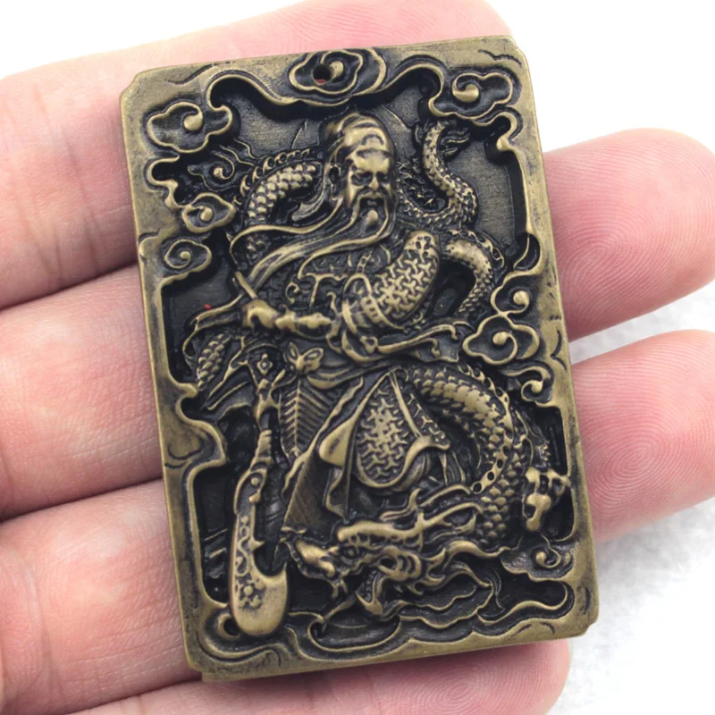 Металлическая бронзовая подвеска 38x56 мм в винтажном стиле Guan Yu резная для мужчин